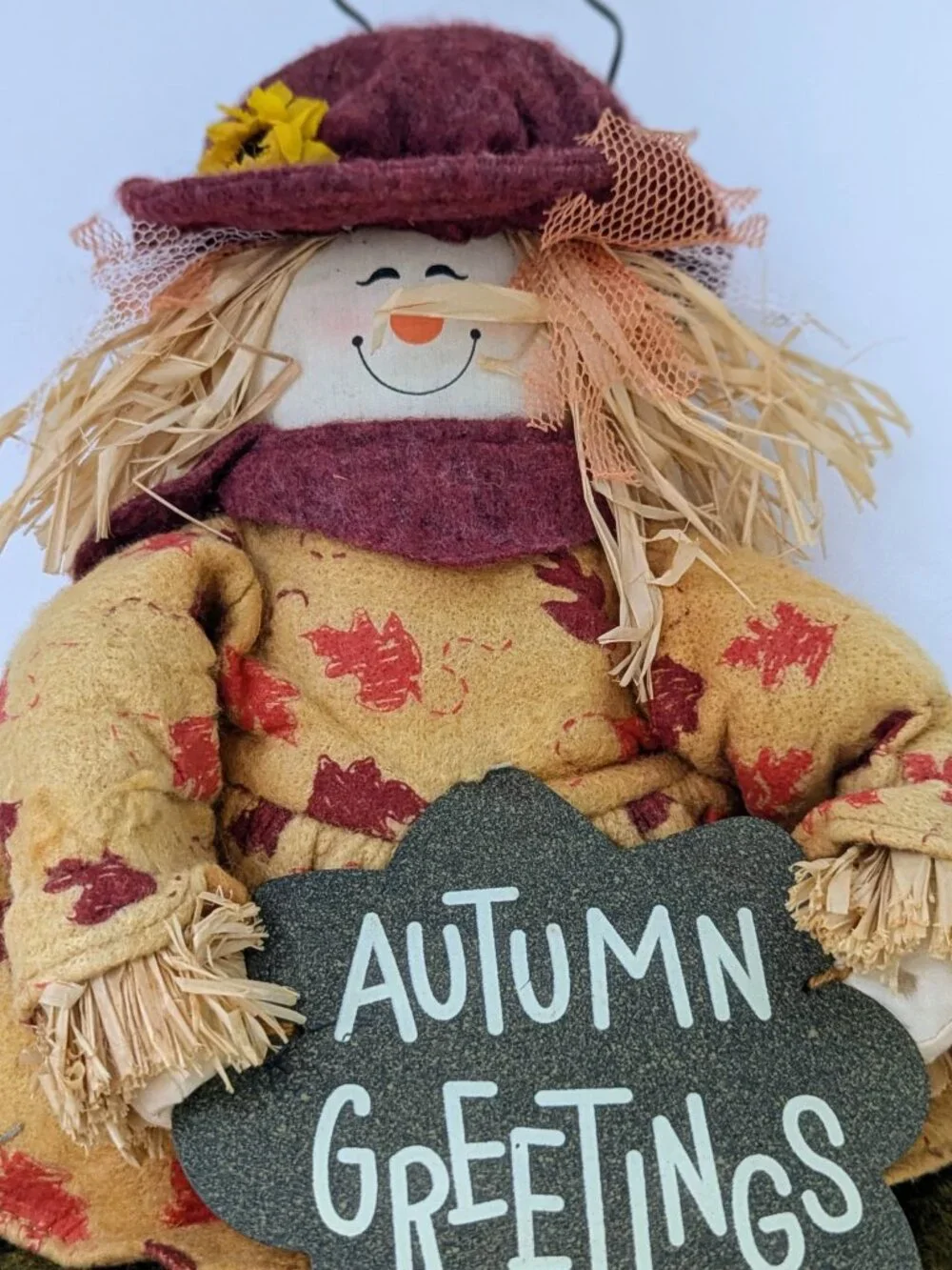 Fall Scarecrow Front Door Wreath Autumn Greetings Harvest Decor